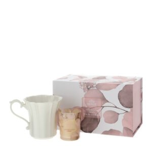 Candela con tazza botanic rosa