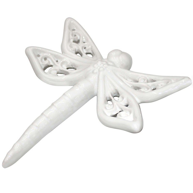 Libellula in porcellana bianco 18cm Libellula in porcellana bianco - immagine 1