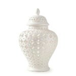 Anfora potiche in porcellana bianca troforata