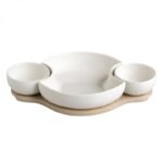 Antipastiera Clown in porcellana con bamboo naturale