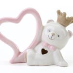 Orsetto in porcellana con cuore rosa