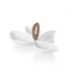 Antipastiera Octopus in porcellana bianca con bamboo naturale