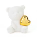 Orsetto Cuore oro in porcellana 6,5cm