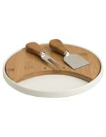 Tagliere in porcellana con 2 coltelli per formaggi