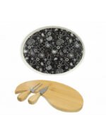 TAGLIERE SHANTI NERO PORC/BAMBOO C/2COLTELLI FORMAGGIO INOX - immagine 3