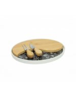 TAGLIERE SHANTI NERO PORC/BAMBOO C/2COLTELLI FORMAGGIO INOX