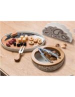 TAGLIERE SHANTI NERO PORC/BAMBOO C/2COLTELLI FORMAGGIO INOX - immagine 2