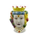 Testa di moro donna anfora con coperchio grande con frutta