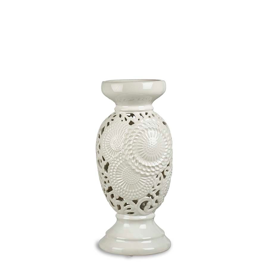 D17882 PORTACANDELA BIANCO CM.15X32H. - simeone tendenze Portacandela bianco KYOTO - immagine 1