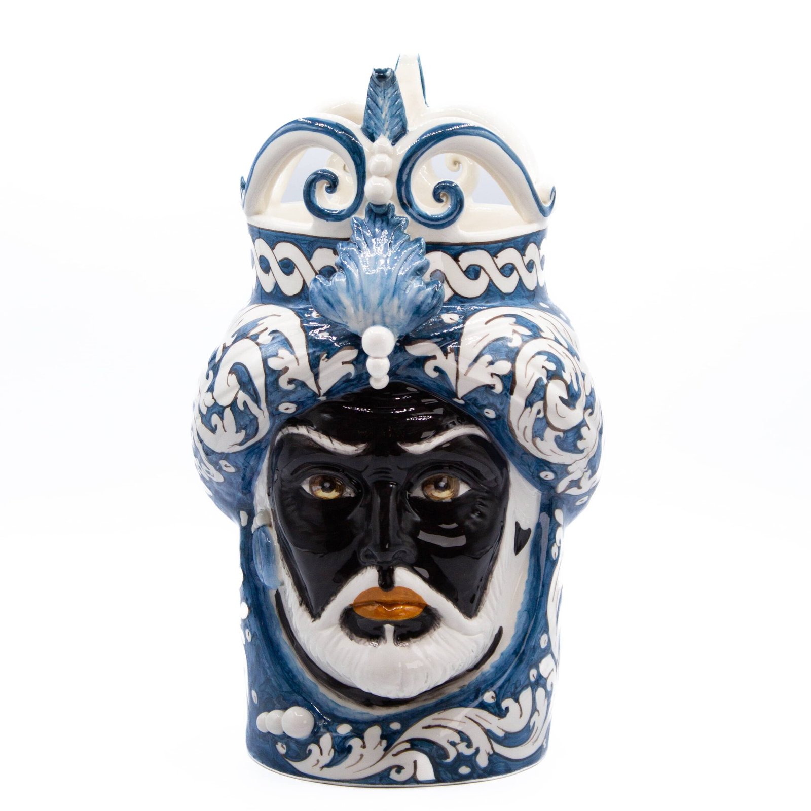 Testa di moro uomo media Punta decoro bianco e blu - simeone tendenze Testa di moro media Punta decoro bianco e blu - immagine 1