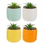 Vasetto con piantina artificiale 7cm in quattro modelli assortiti