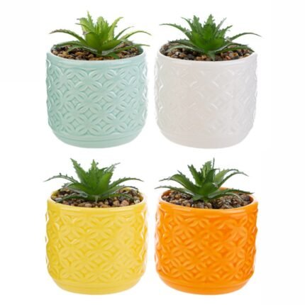 Vasetto con piantina artificiale 7cm in quattro modelli assortiti