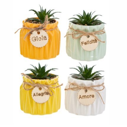 Vasetto con piantina artificiale 10cm