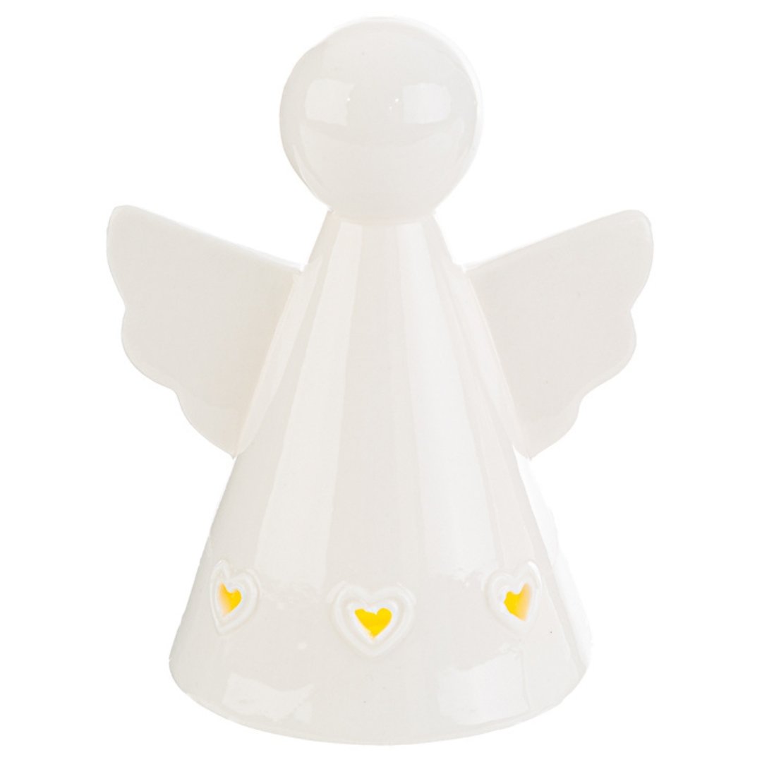56023 angelo in porcellana a led 10x7x12cm Le Stelle Angelo in porcellanana a led