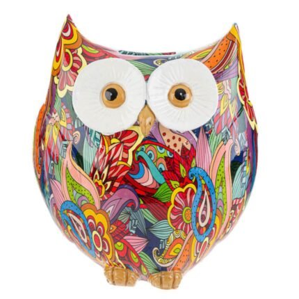 salvadanaio gufo resina multicolor