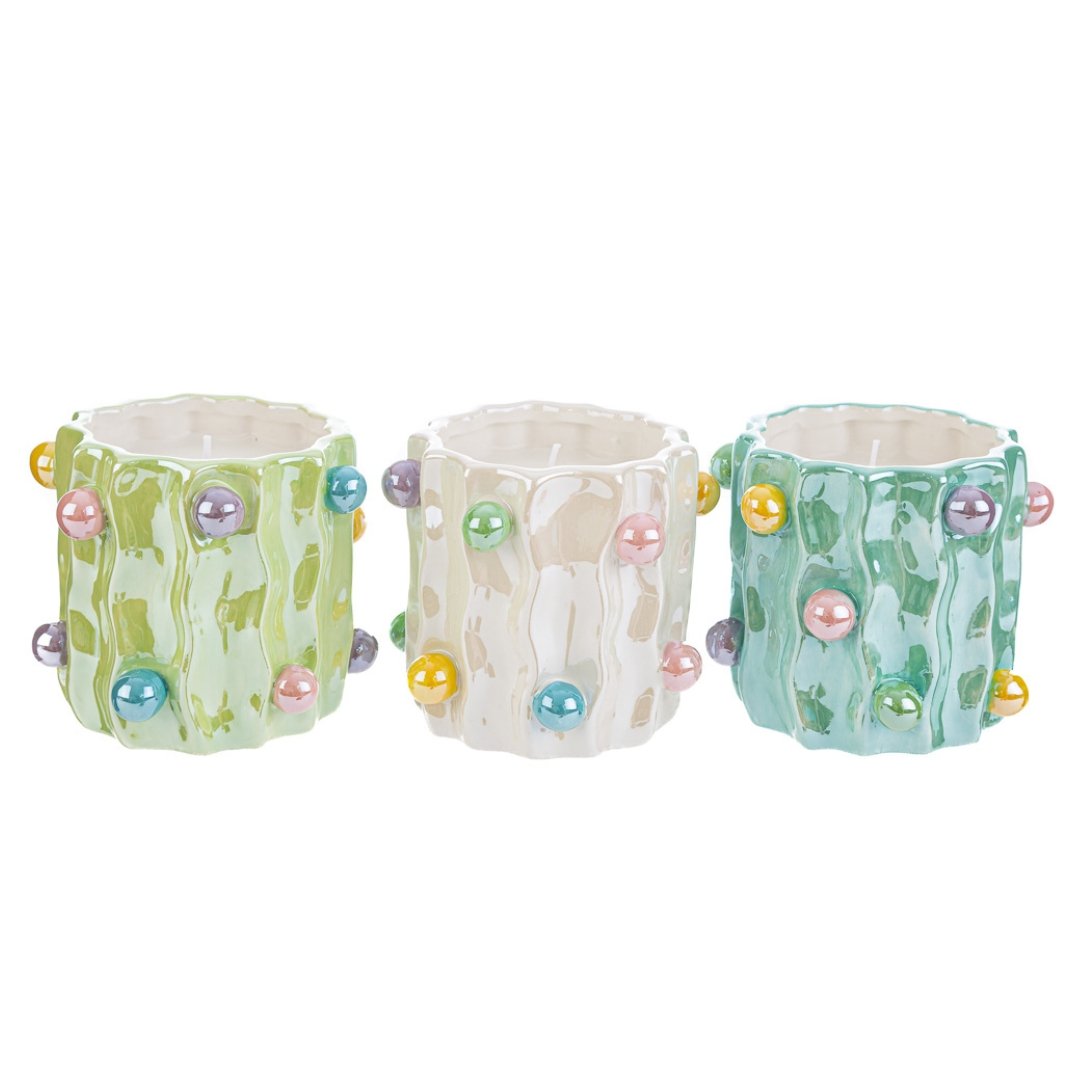 56228 Vasetto con candela balls in tre modelli assortiti 9.5x9.5x9cm Le Stelle-Simeone Tendenze Vasetto con candela Balls in tre modelli assortiti di Le Stelle bomboniere