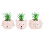 Animaletti portapiantina in porcellana rosa in tre modelli