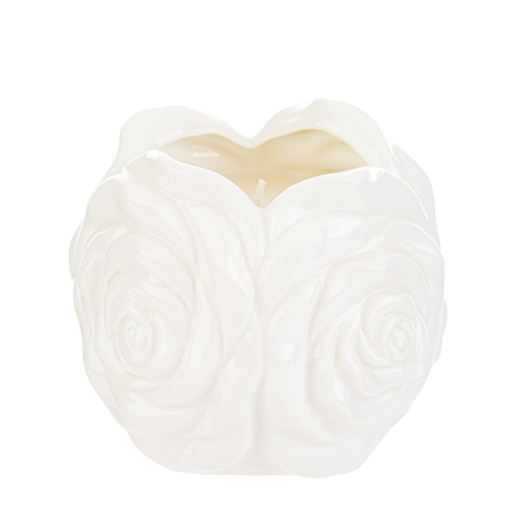 56423 Rosa in porcellana con candela 10.5cm bomboniere di Le Stelle-Simeone Tendenze Rosa in porcellana con candela 10.5cm