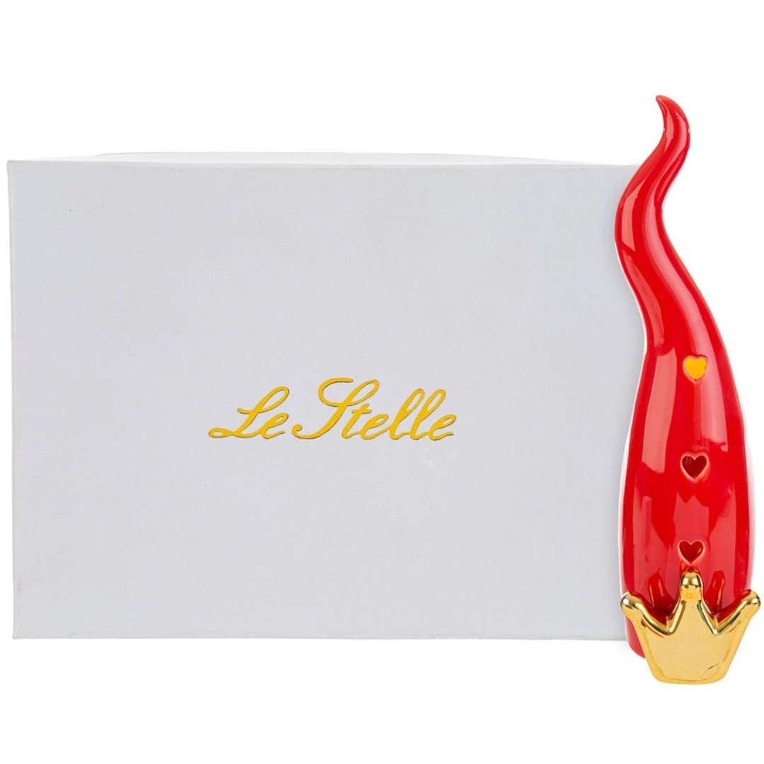 56435 corno rosso in porcellana a led 24cm Le Stelle bomboniere- Simeone Tendenze Corno rosso in porcellana a led 24cm