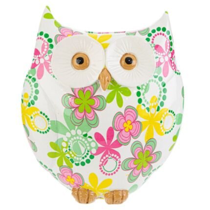Salvadanaio gufo resina flowercolor