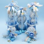 Bomboniera battesimo bimbo a tema mongolfiera confezionata