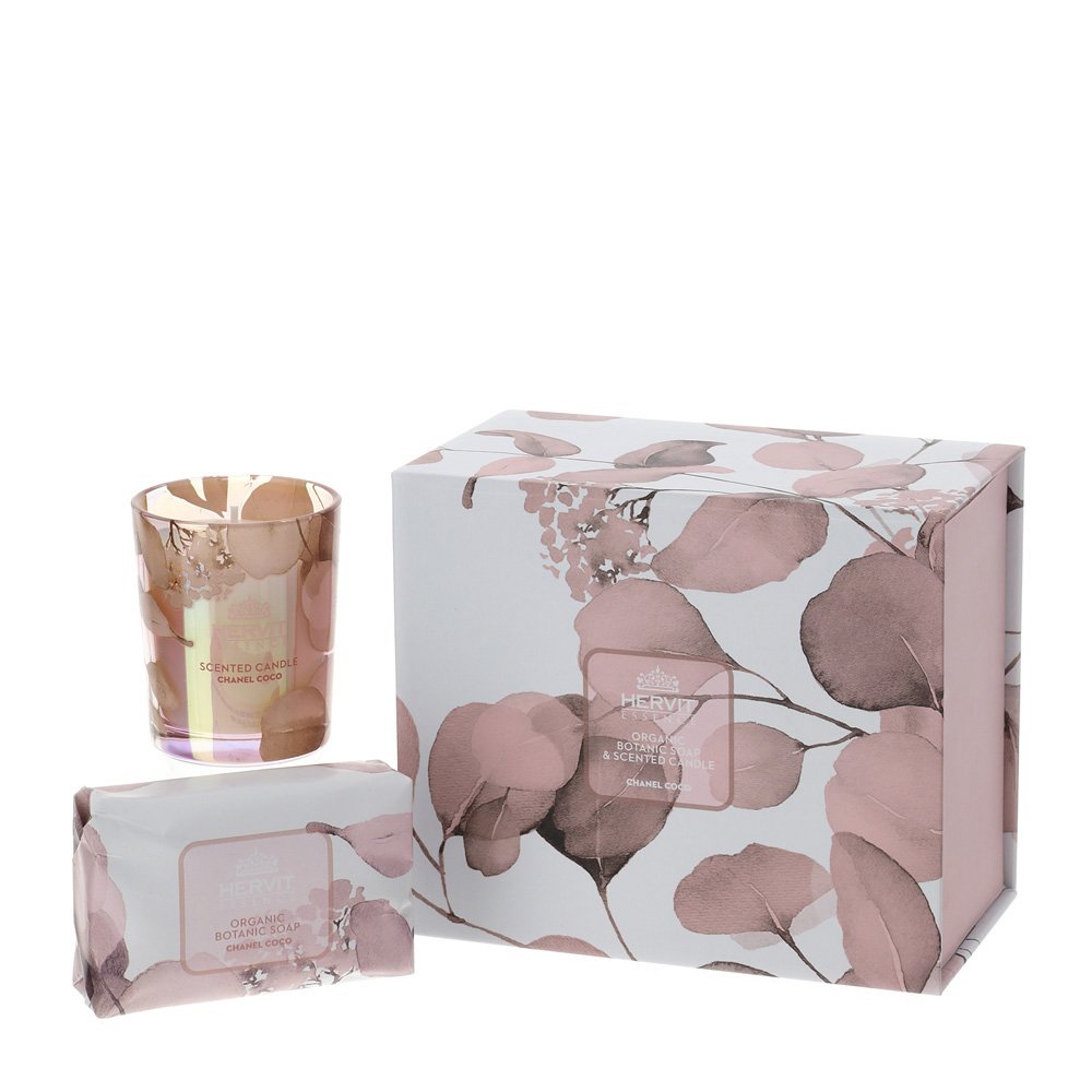 Candela e sapone botanic rosa di hervit creation-Simeone Tendenze Candela e sapone botanic rosa