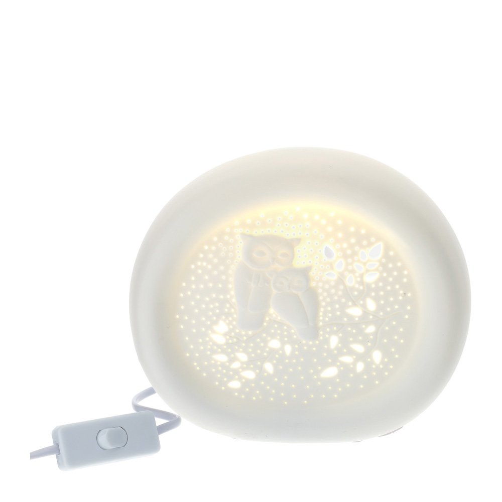 Lampada civette in porcellana biscuit di Hervit Creation-Simeone Tendenze Lampada Civette in porcellana biscuit