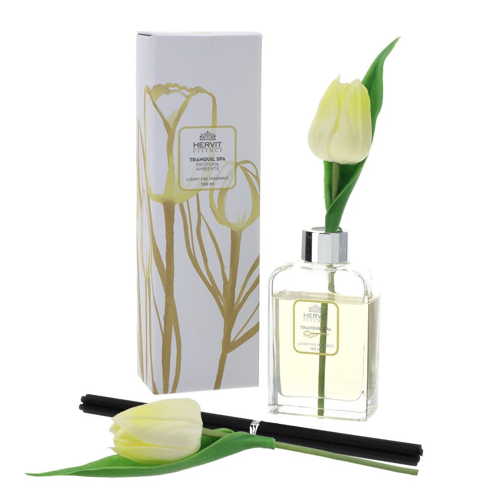 Profumambiente con tulipani giallo 100ml con fragranza Tranquil Spa di Hervit Creation-Simeone Tendenze Profumambiente con tulipani giallo 100ml