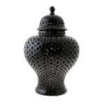 Potiche in ceramica nera 48cm