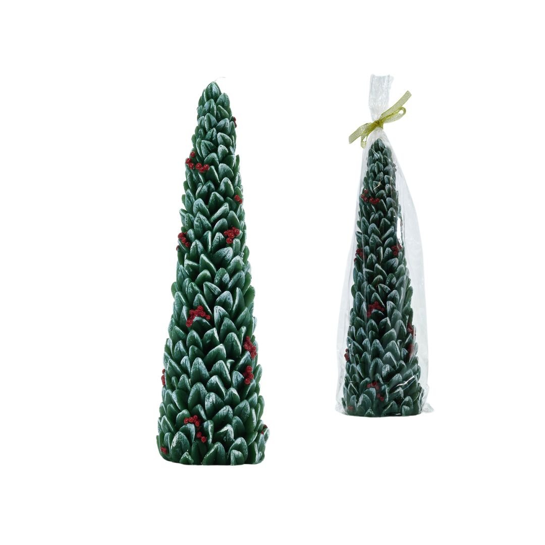 Candela albero innevato 21cm Candela albero innevato 21cm