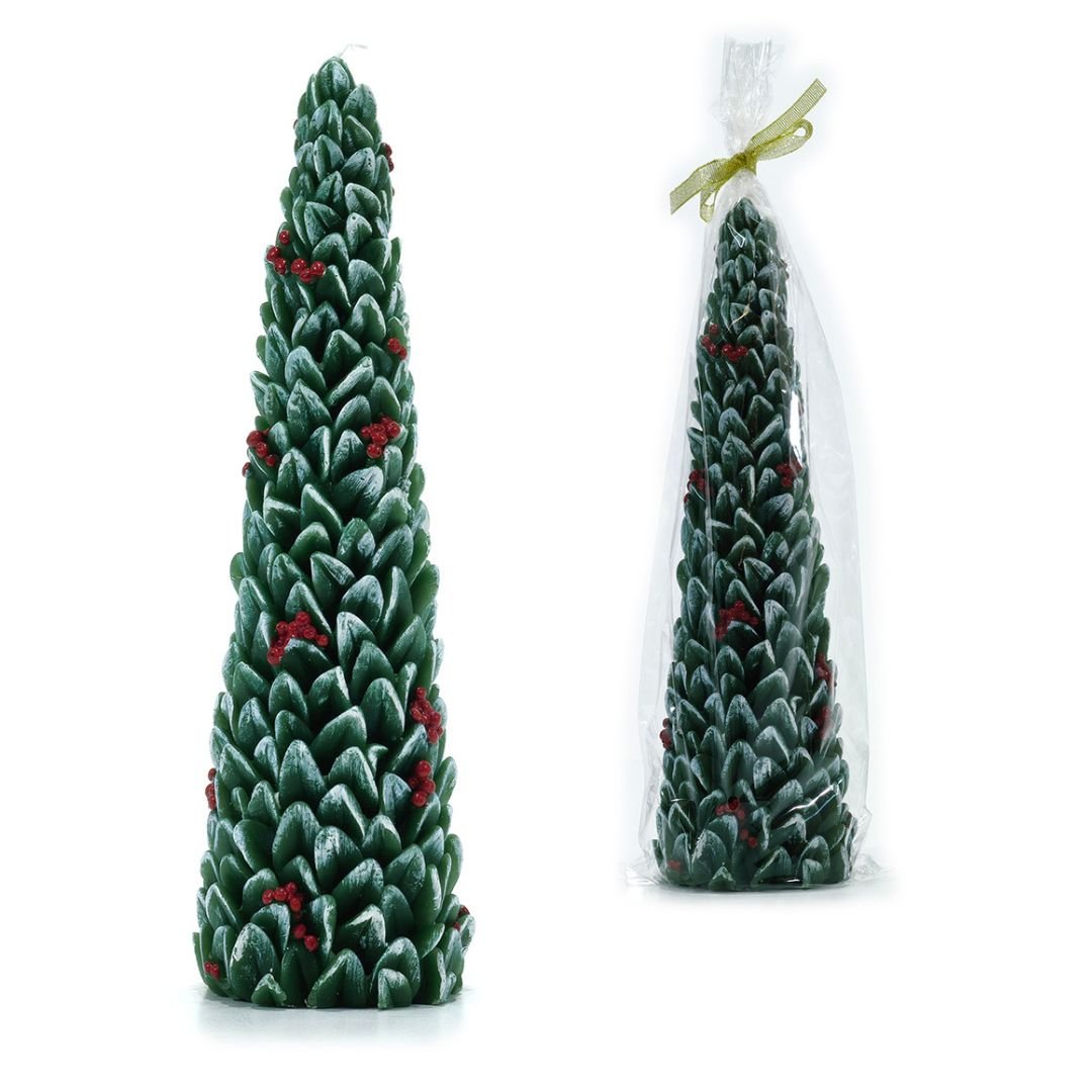 Candela albero innevato 31cm Candela albero innevato 31cm