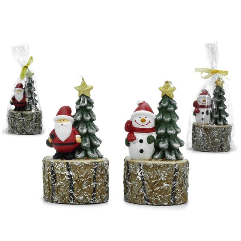 Candela con personaggi natalizi