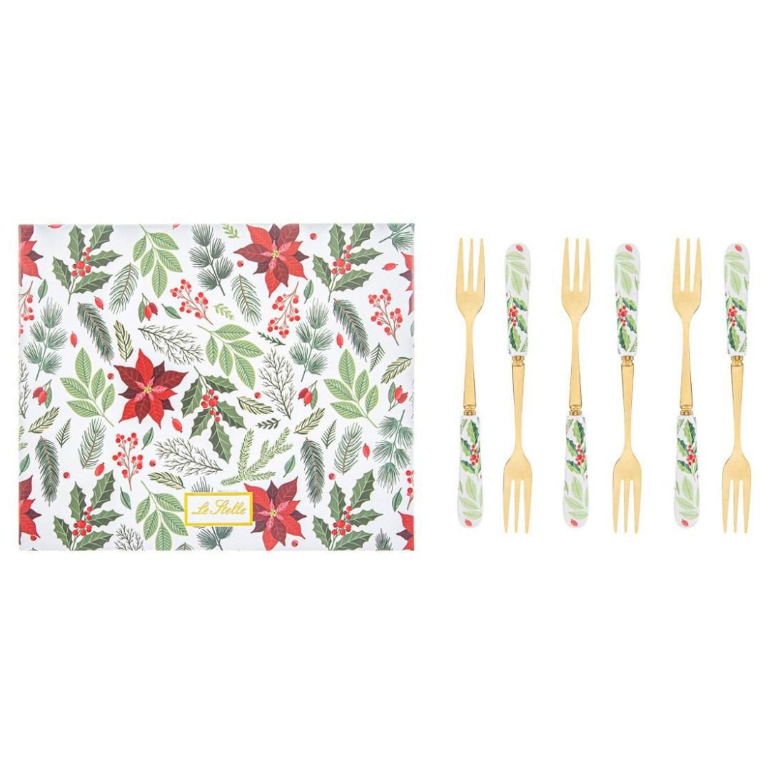 Forchettine Natalizie Bianco Natale di Le Stelle Forchettine Natalizie Bianco Natale