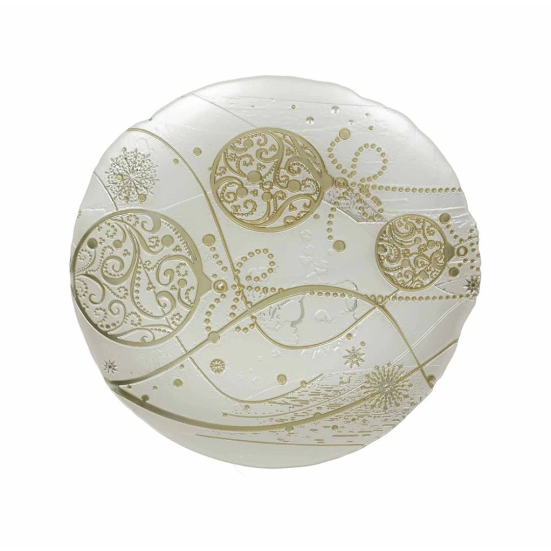 Piatto Regalomagia Bianco e Oro 32cm di Brandani Piatto Regalomagia Bianco e Oro 32cm