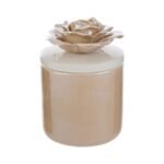 Barattolo in Porcellana Beige con Candela