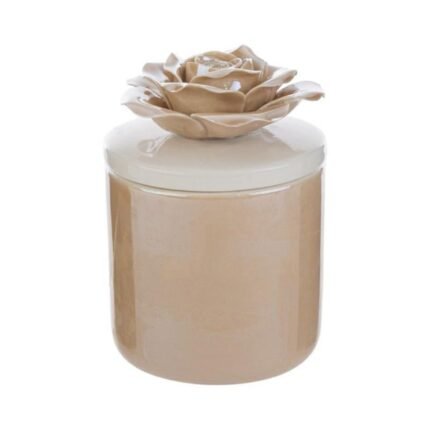 Barattolo in Porcellana Beige con Candela
