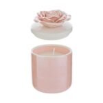 Barattolo in Porcellana Rosa con Candela