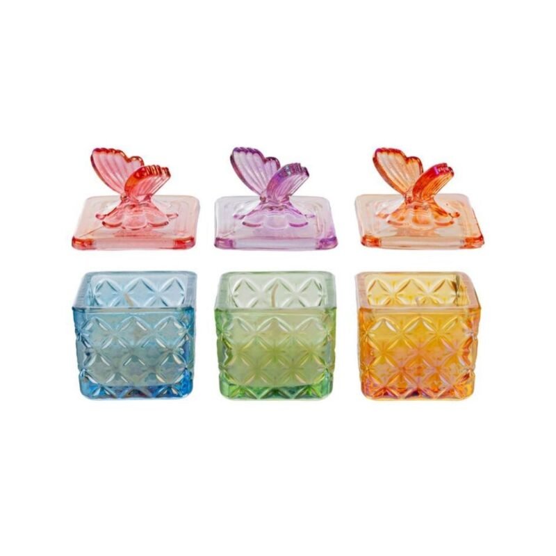 Candela con Scatola in vetro Colorato 9cm