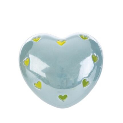 Cuore a Led in Porcellana Celeste 8cm