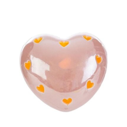 Cuore a Led in Porcellana Rosa 8cm