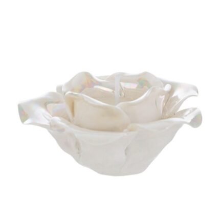 Fiore con Candela in Porcellana Bianca 10cm