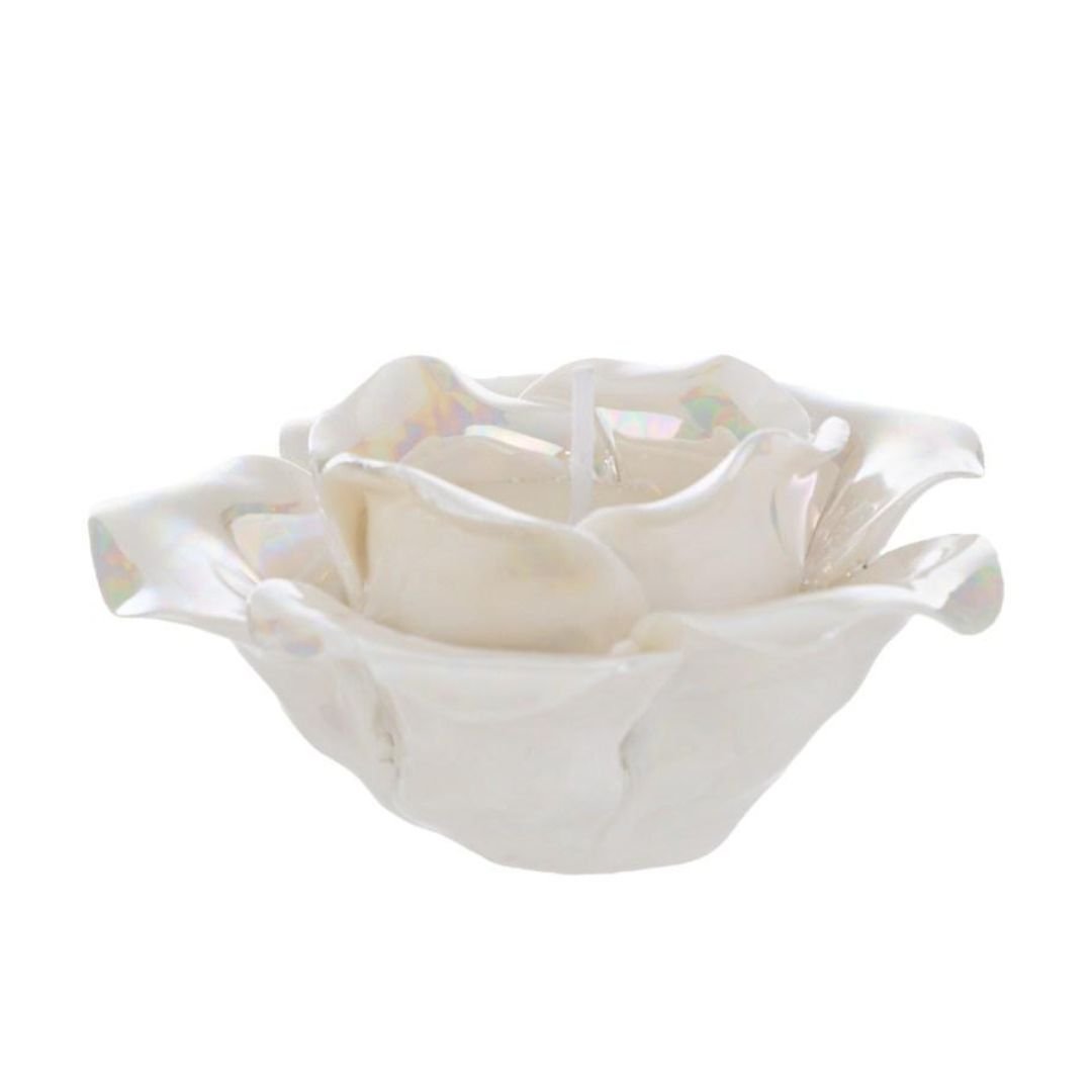 Fiore con Candela in Porcellana Bianca 10cm di Le Stelle Bomboniere Fiore con Candela in Porcellana Bianca 10cm