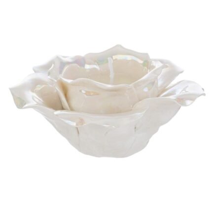 Fiore con Candela in Porcellana Bianca 14cm