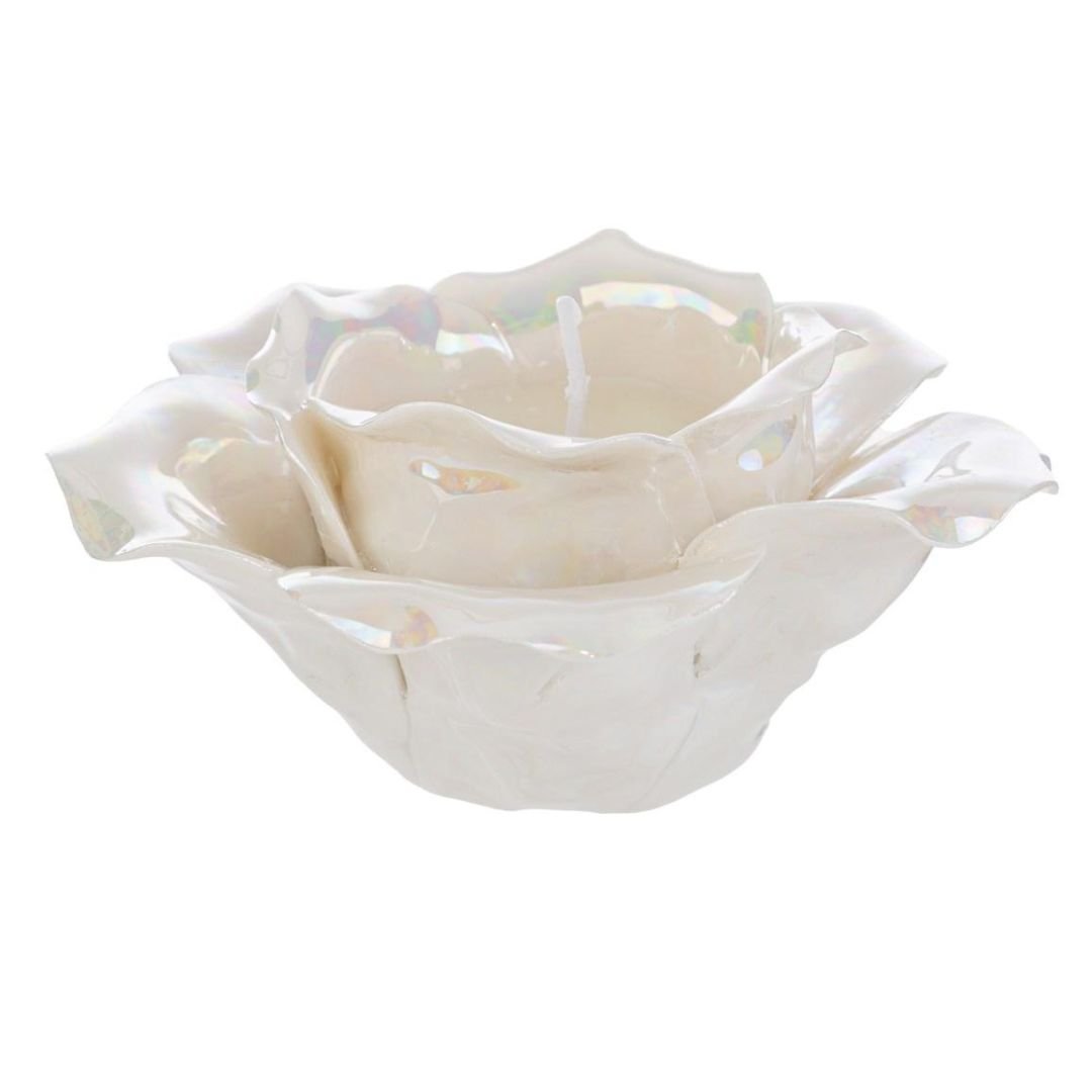 Fiore con Candela in Porcellana Bianca 14cm di Le Stelle Bomboniere Fiore con Candela in Porcellana Bianca 14cm