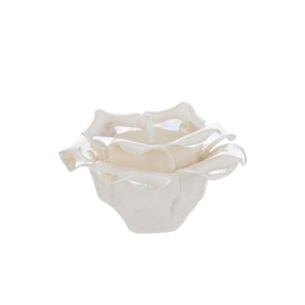 Fiore con Candela in Porcellana Bianca 8cm
