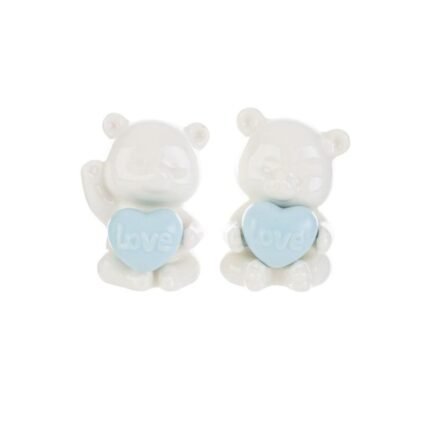 Orsetto in Porcellana Cuore Celeste