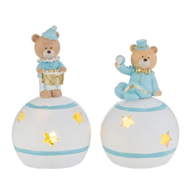 Orsetto su Sfera a Led Celeste