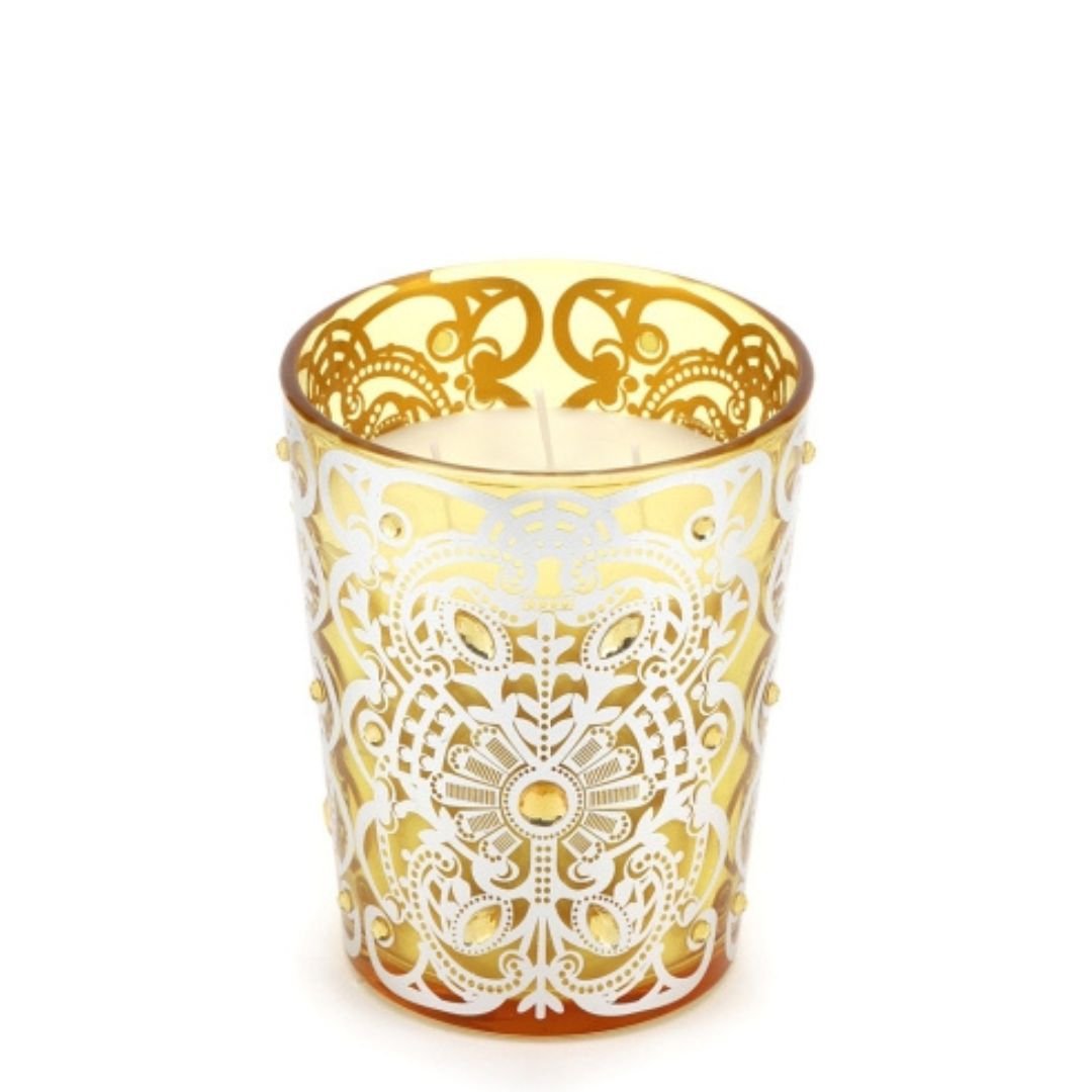 Vaso con Candela Bisanzio Giallo 15cm di Hervit Creation Vaso con Candela Bisanzio Giallo 15cm
