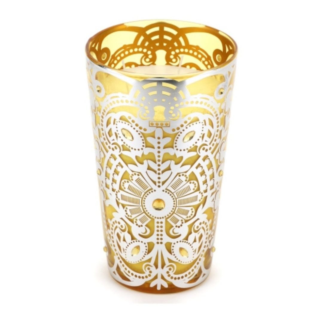 Vaso con Candela Bisanzio Giallo 23cm di Hervit Creation Vaso con Candela Bisanzio Giallo 23cm