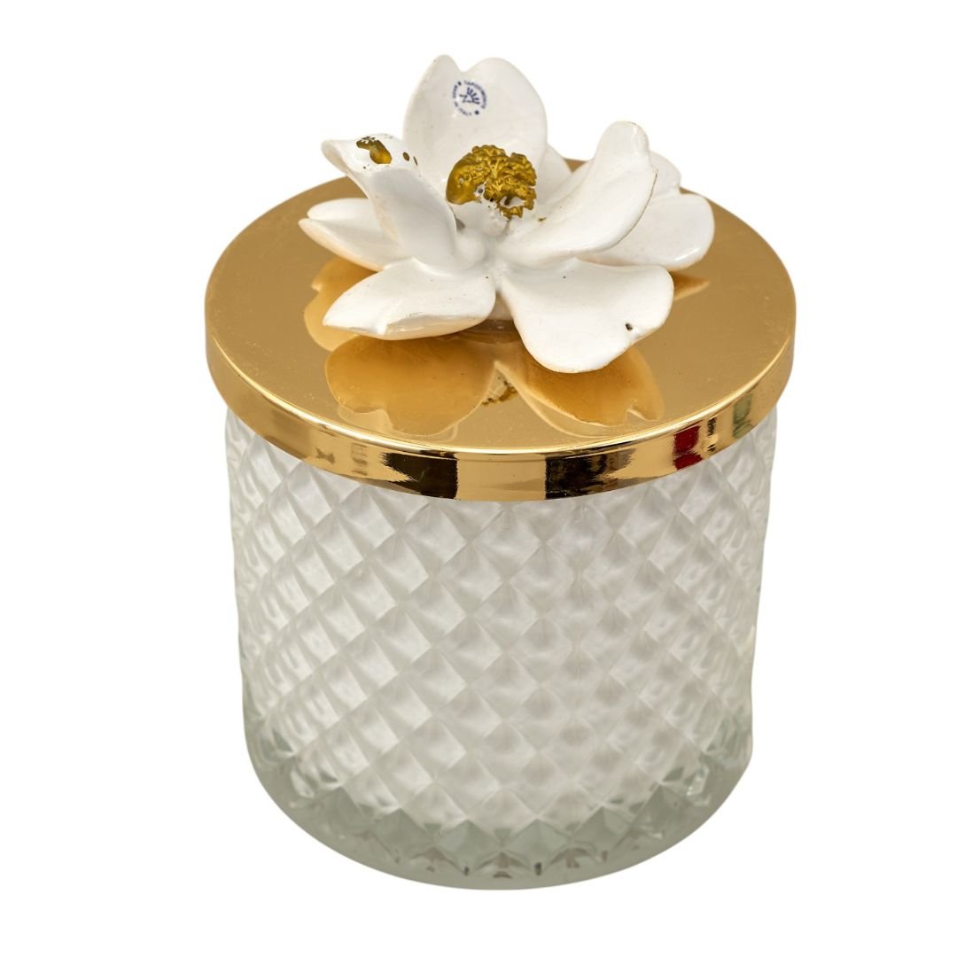 Candela Diamond Capodimonte Bianco 13cm made in Italy di Melograno Candela Diamond Capodimonte Bianco 13cm